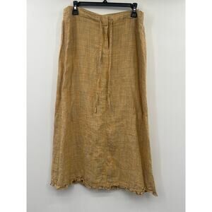 CAbi 100% Linen Skirt M Neutral Boho Midi Drawstring Lightweight Lagenlook